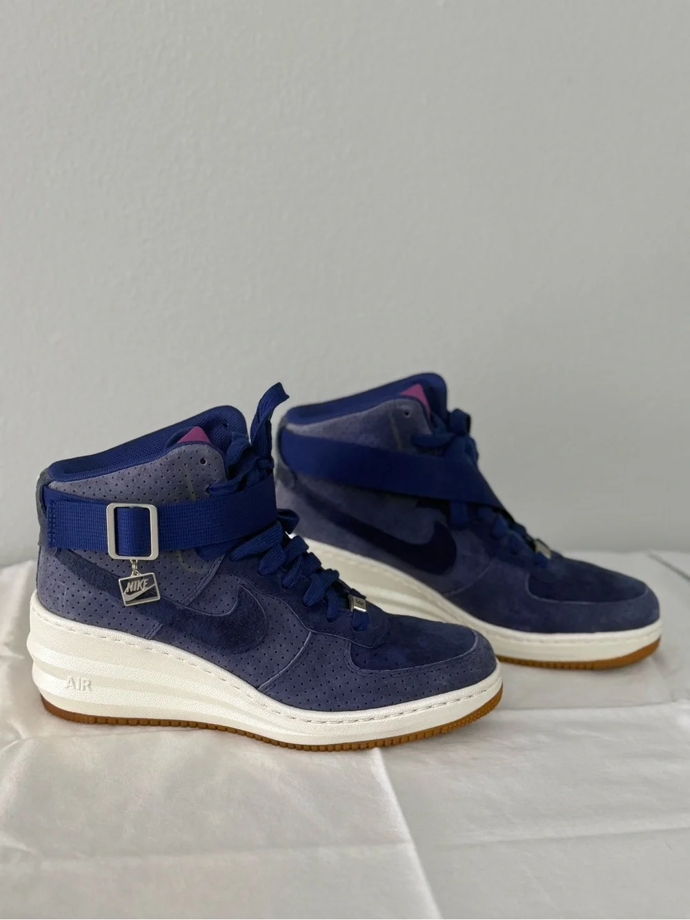 Nike Air Navy Suede High-Top Sneakers‎ with White Midsole
